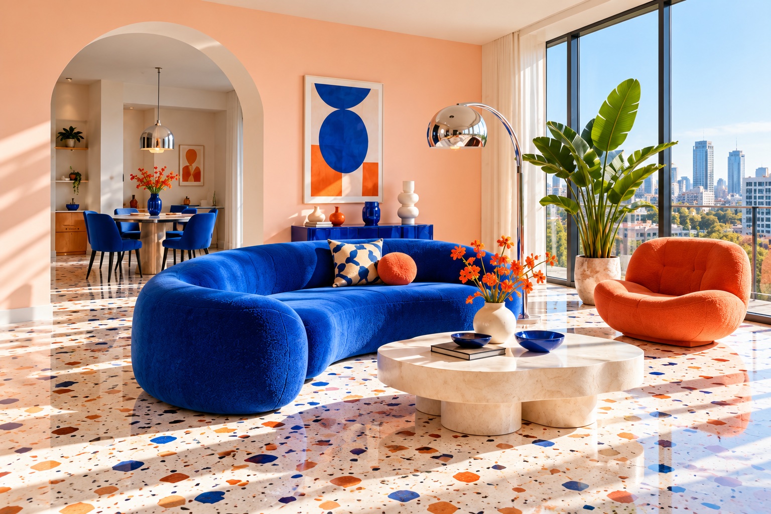Кобальт и коралл в интерьерной концепции SG Design